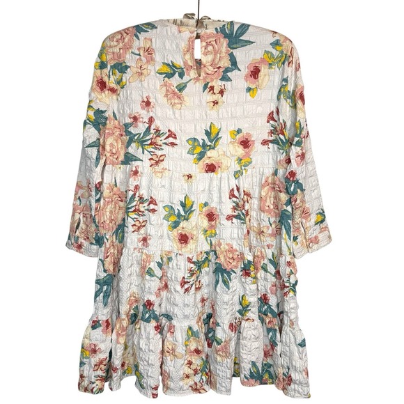ZARA Sharon Floral Babydoll Dress M Ruffle Hem Loose‎ Fit Mini Short Tiered - Picture 5 of 11